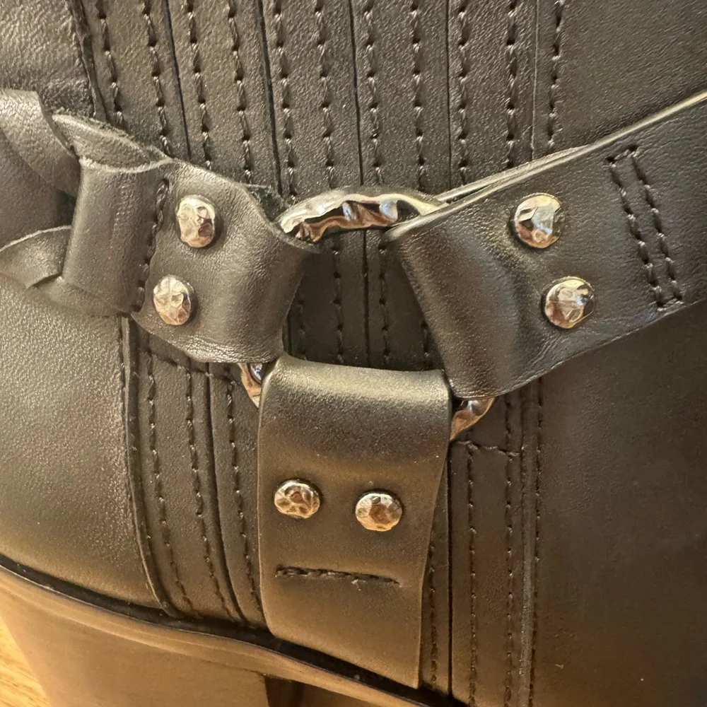 Sam Edelman Dalma Black Leather Harness Chelsea Moto Biker Boots